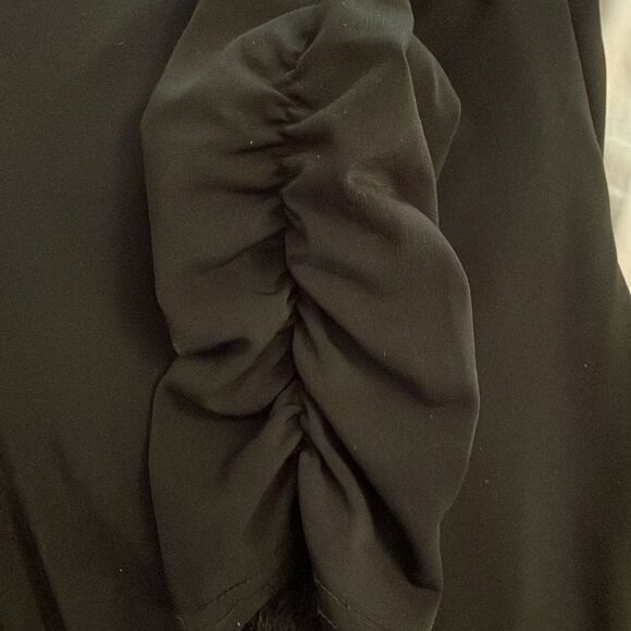 Tadashi Black Twist  Knot Cocktail Dress Womens Medium Lined V-Neck Ruching - Picture 12 of 13